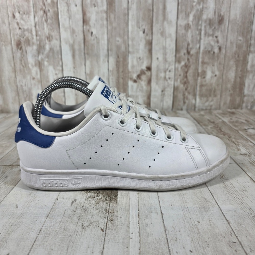Adidas Stan Smith Womens White Collegiate Royal Blue Leather Sneakers S74778 6.5
